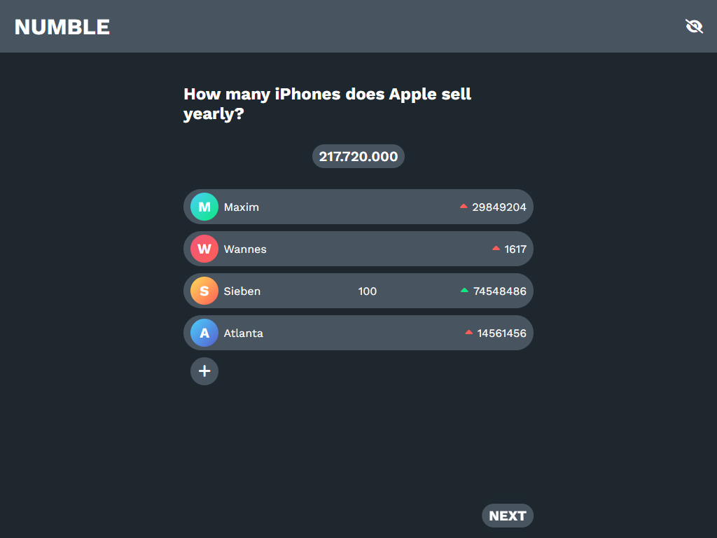 Screenshot of Numble minigame