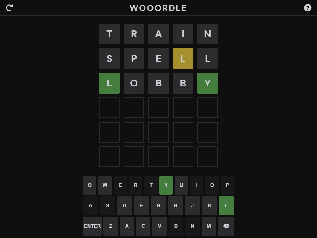 Screenshot of Wordle minigame